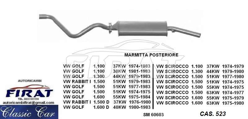 MARMITTA VW GOLF 11 - 13 - 15 - 16 SCIROCCO 60603